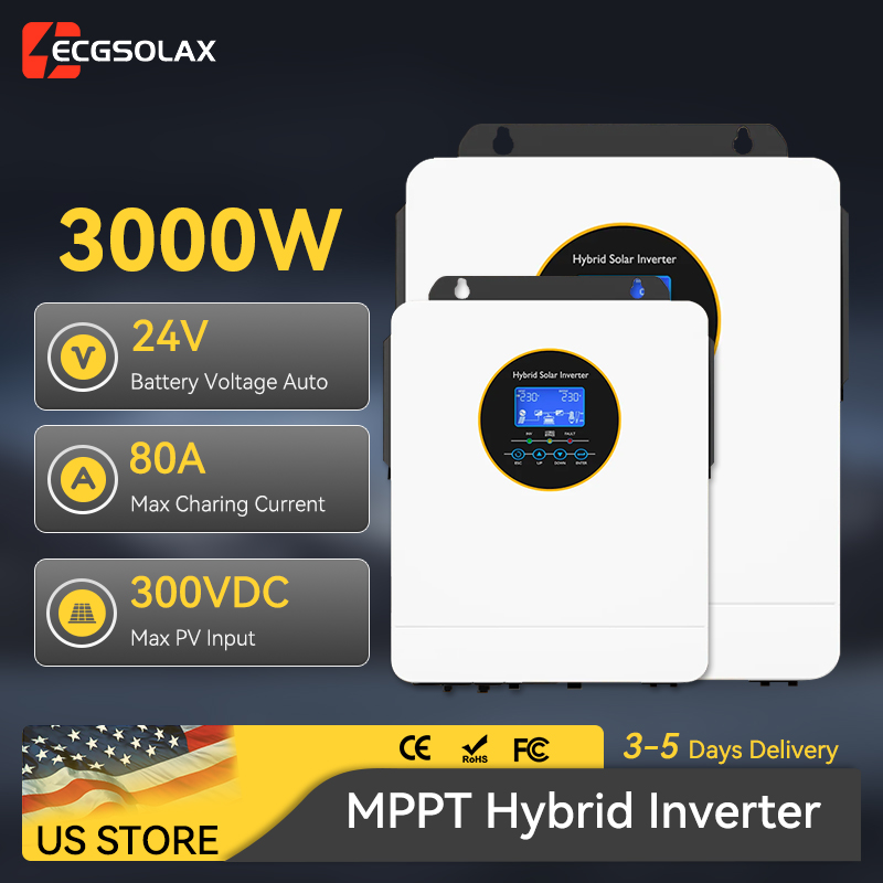 Inverter Pure Sine Wave 60Hz 120V 3000W - ECGSOLAX 3000W Inverter Surya Hibrida Off