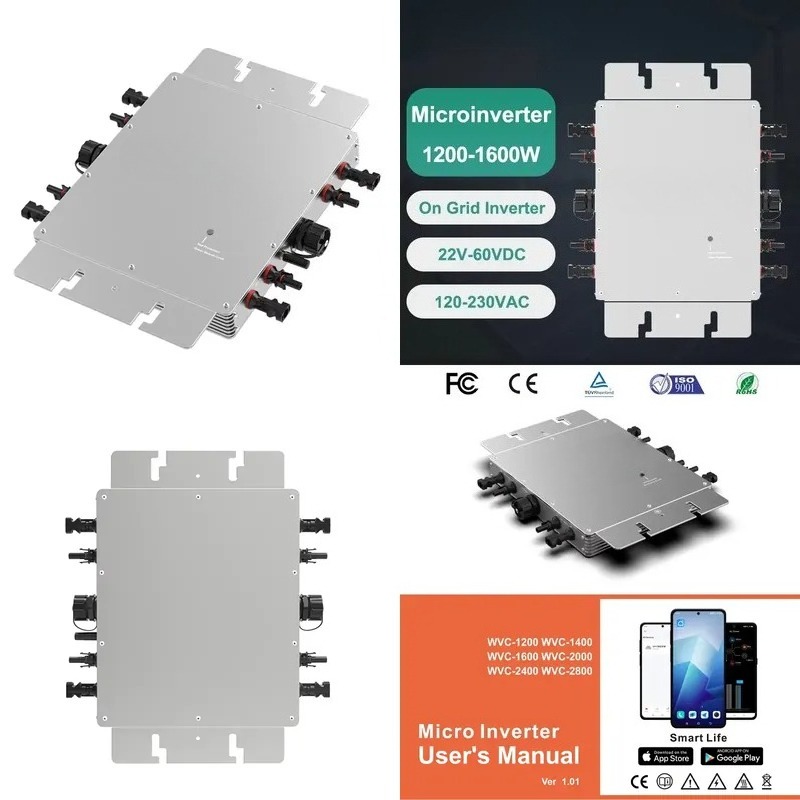 Micro Inverter 1400W Solar Grid Tie - Mikroinverter Pemantauan WiFi Aplikasi Pintar 1600W