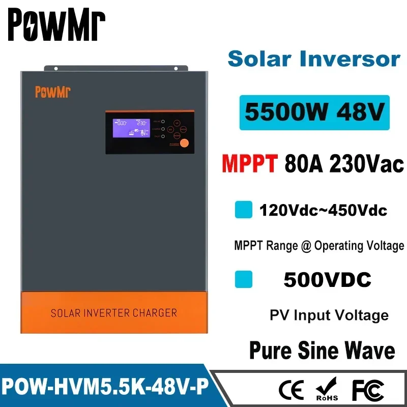 Inverter Surya Hibrida 3-Fasa  - Hybrid Solar Inverter 5.5Kw Mppt 48V ulasan dan harga