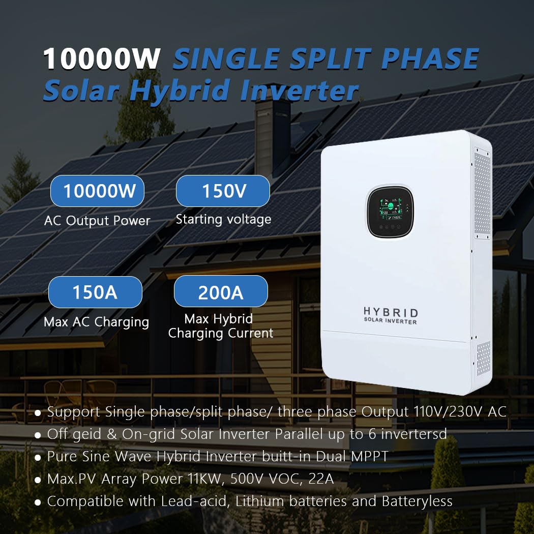 Inverter Surya Hibrida Y&H 10K - Split Phase Inverter 10Kw 110V 220V ulasan dan harga