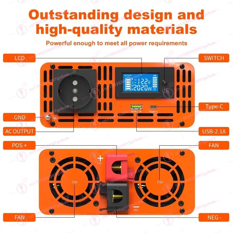 Inverter Daya Gelombang Sinus  - Power Inverter 12V 220V 4000W Continuous ulasan dan harga