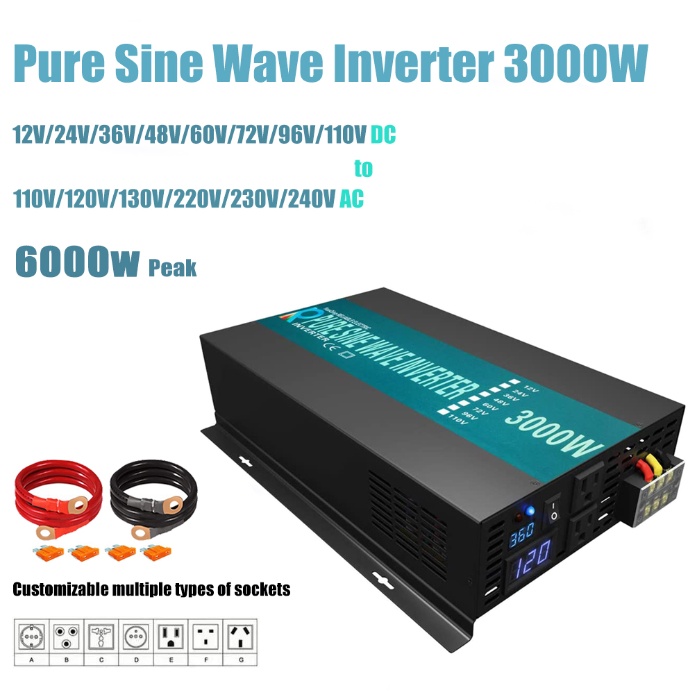 Inverter gelombang sinus murni - Inverter Pure Sine Wave 60Hz 120V 3000W ulasan dan harga
