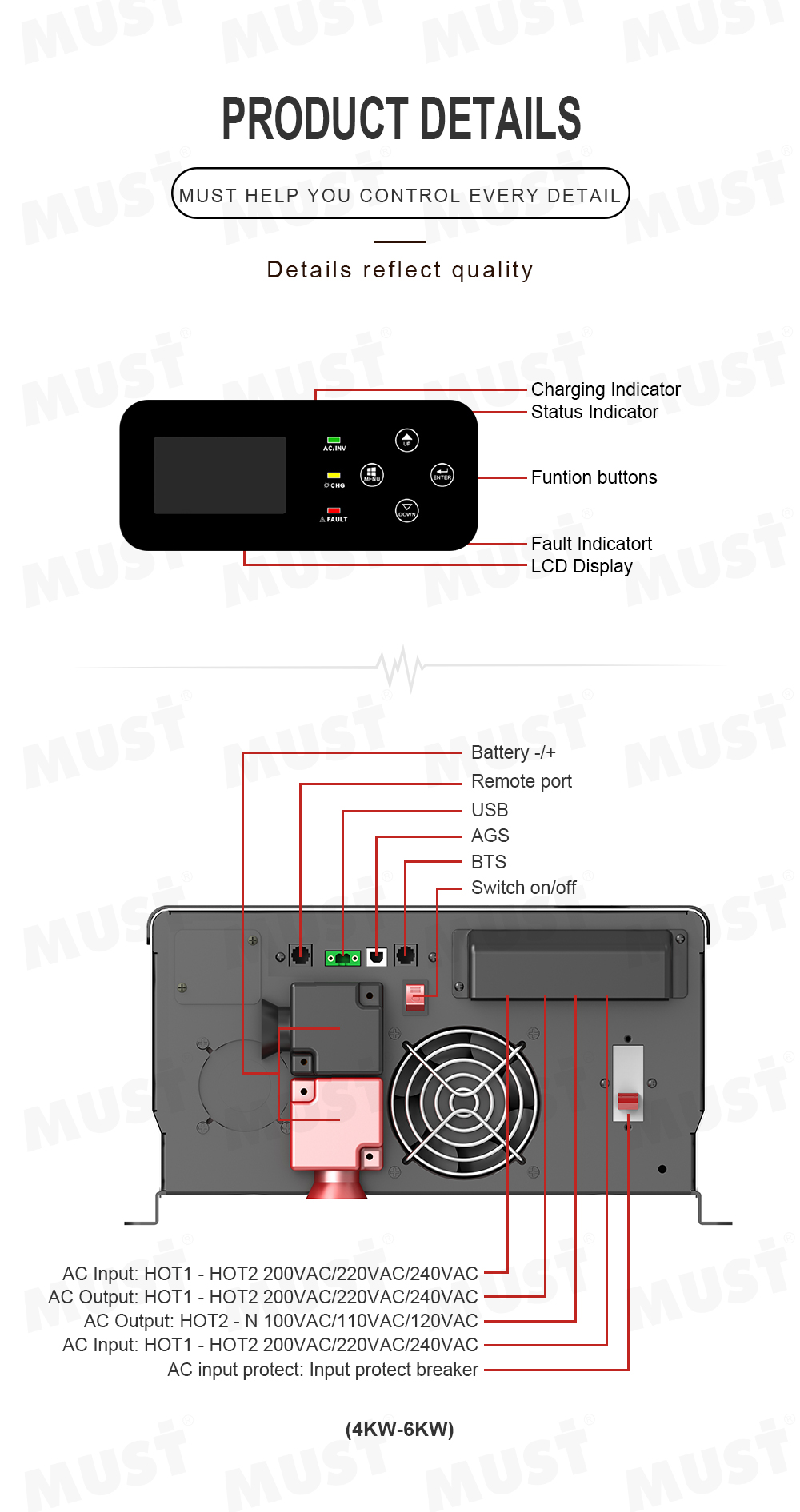 Inverter Daya Split Phase 110V - Pure Sine Wave Inverter 5000W 48V 220V ulasan dan harga