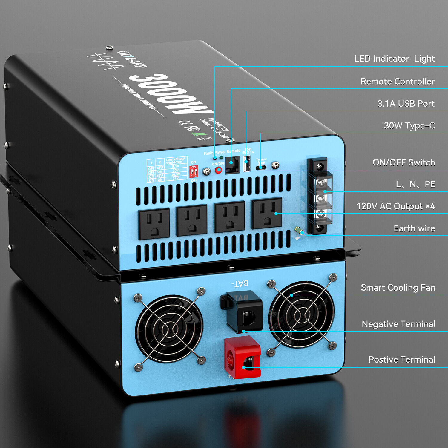 Inverter Daya Gelombang Sinus  - Inverter Pure Sine Wave 60Hz 120V 3000W ulasan dan harga
