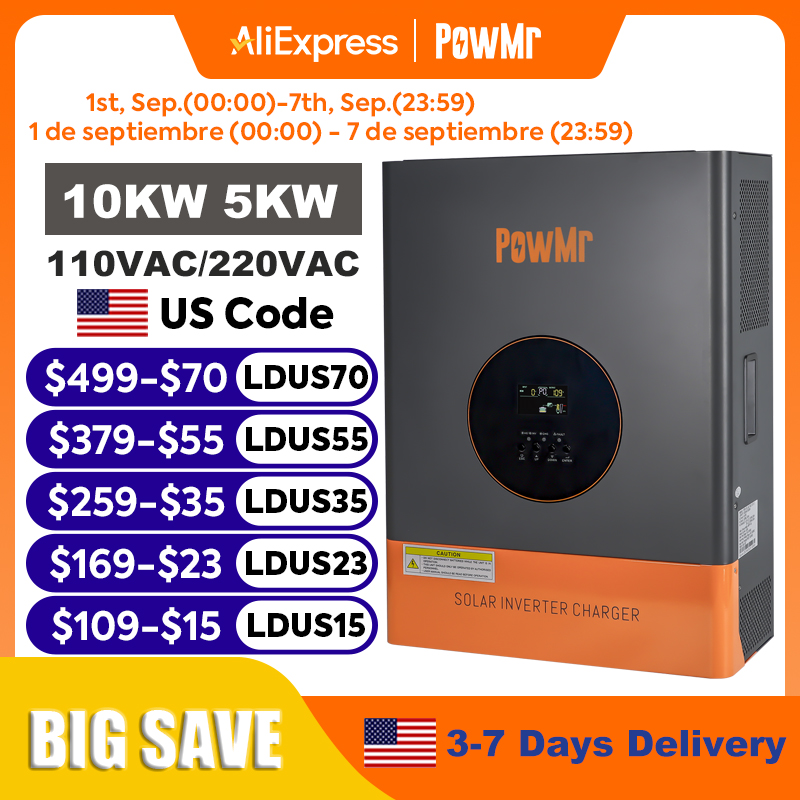 PowMr 10KW 5KW Inverter Fase T - Split Phase Inverter 10Kw 110V 220V ulasan dan harga